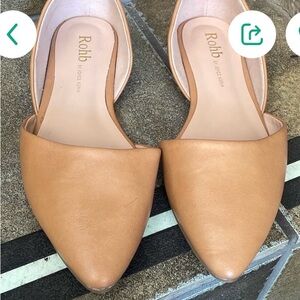 ROHB Tan Mules with Sleek Pointed-Toe and Side Cutout